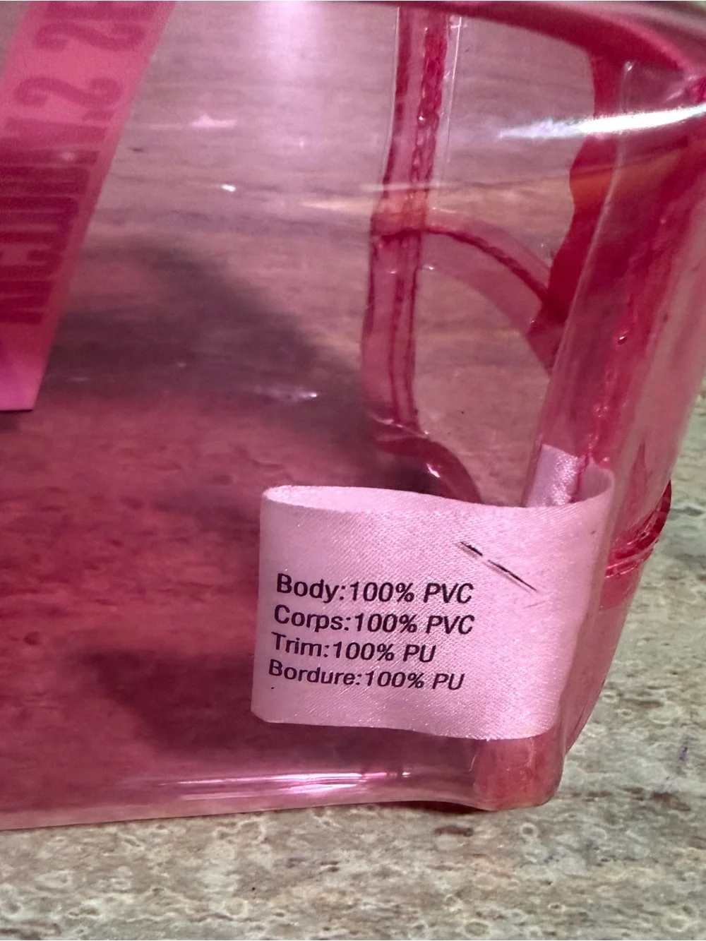 Victoria's Secret Hot Pink Clear Travel Pouch with Logo